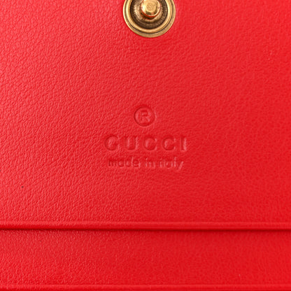 Gucci Calfskin Matelasse GG Marmont Card Case Wallet Hibiscus Red 6 of 8
