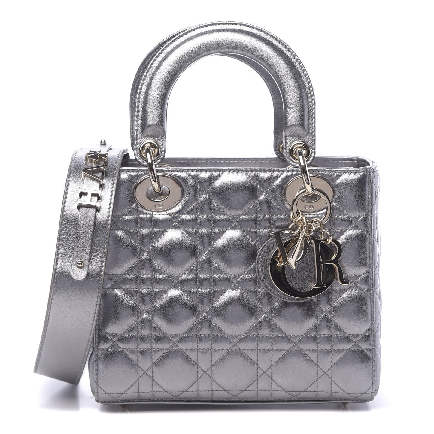 Metallic Calfskin Cannage My ABCDior Lady Dior Steel Grey