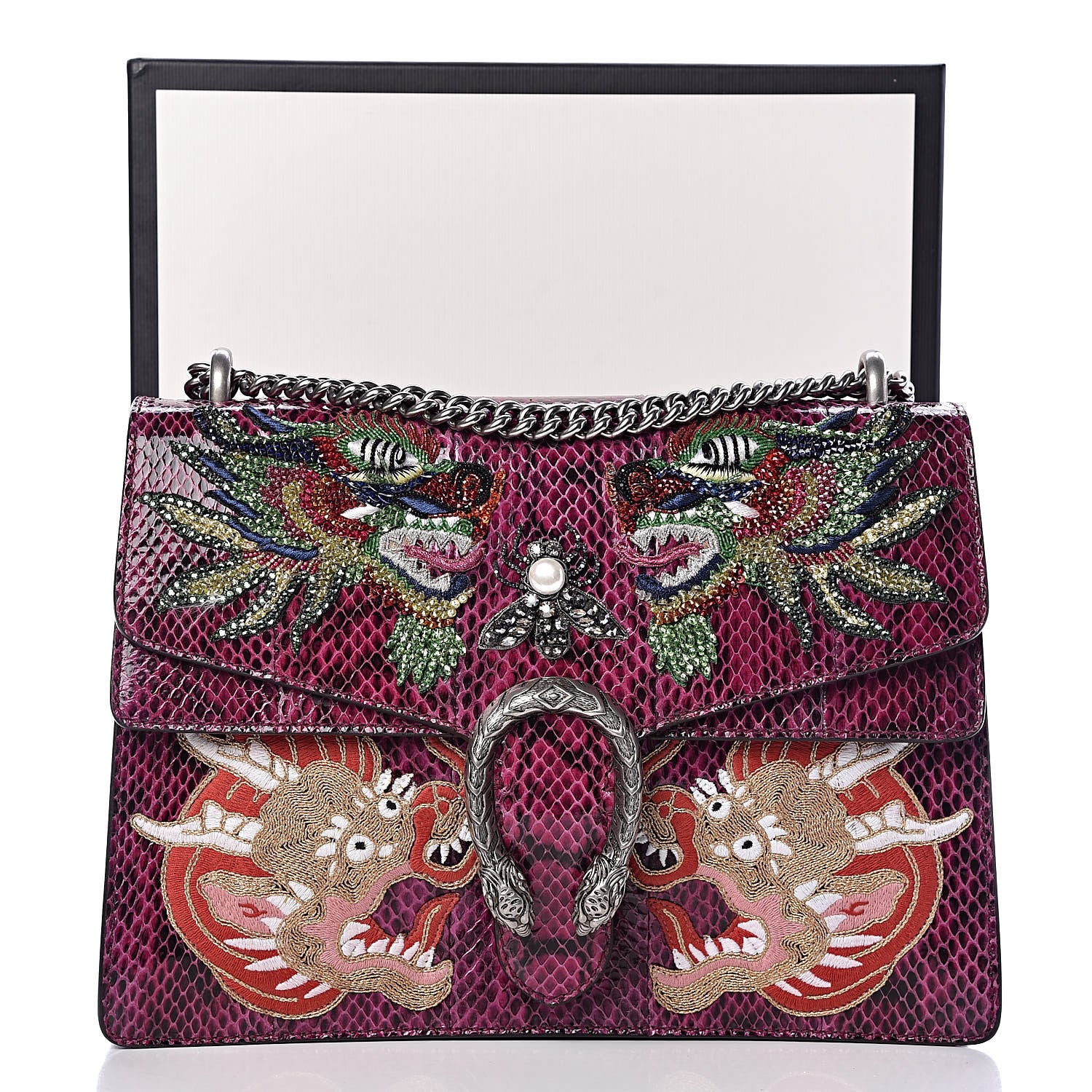 Gucci Elaphe Dragon Embroidered Medium Dionysus Shoulder Bag