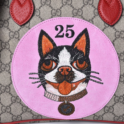 Gucci Soft GG Supreme Monogram Web Bosco Patch Small Crossbody Tote Beige Malva Hibiscus Red 9 of 9