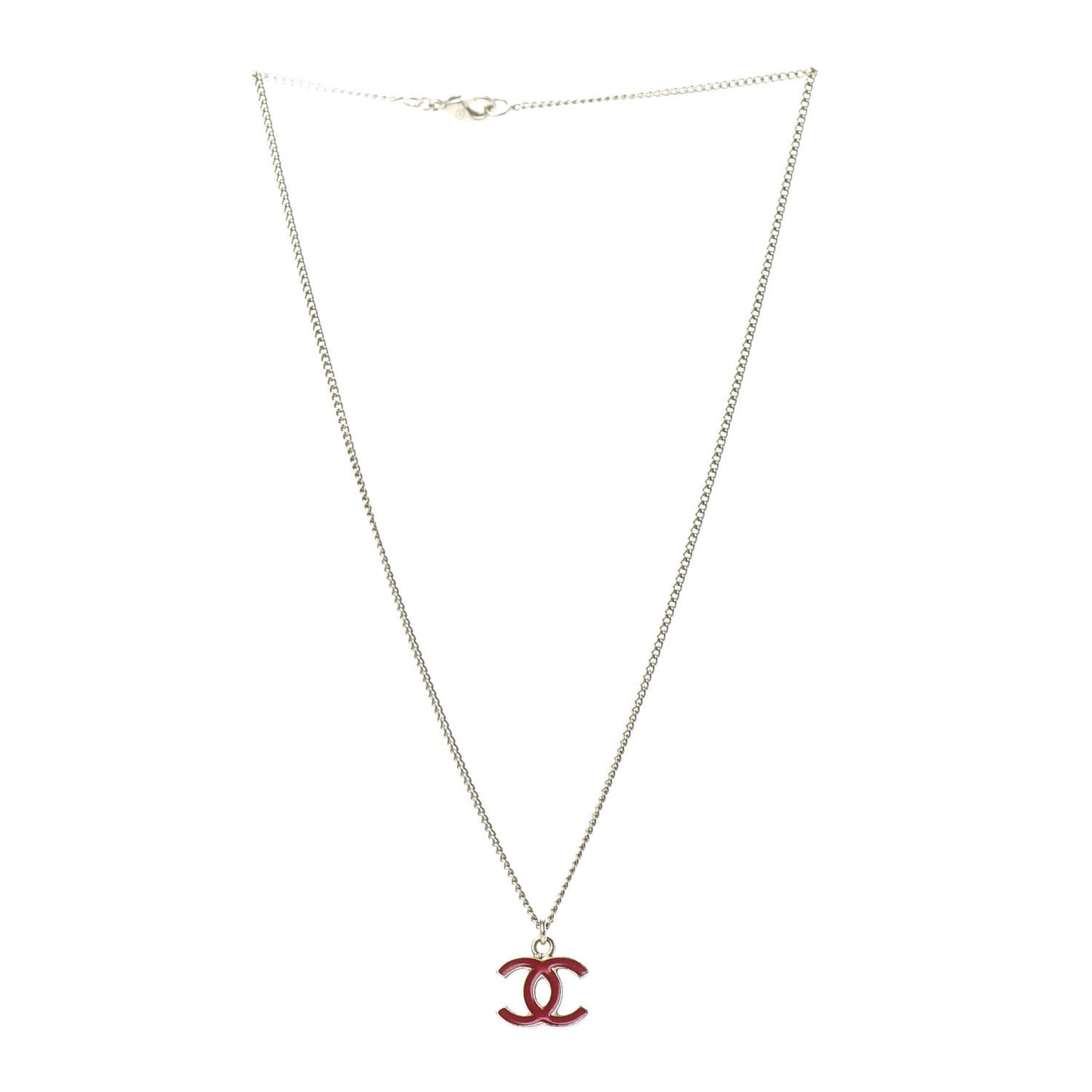 Enamel CC Necklace Gold Red