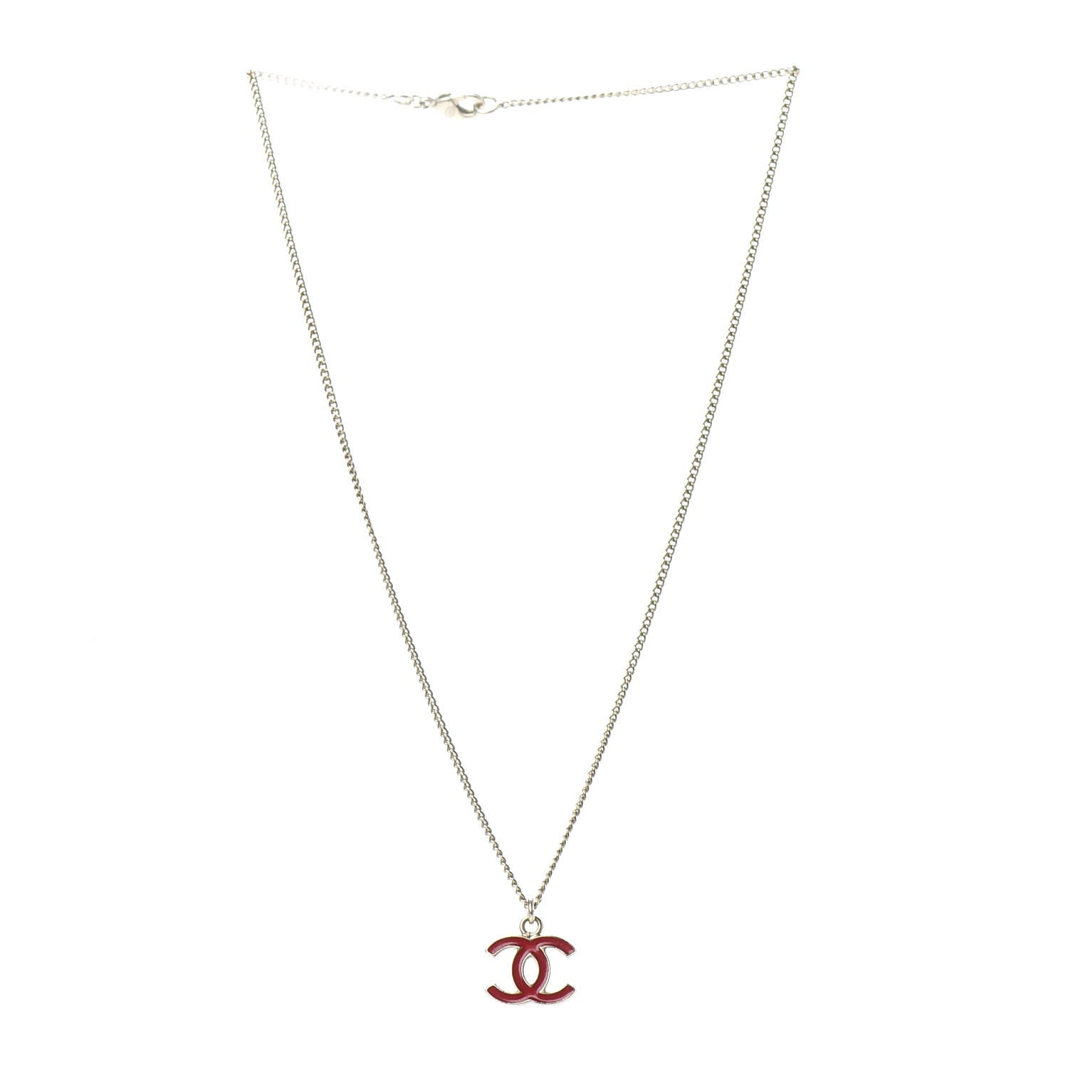 Chanel Enamel CC Necklace Gold Red 3 of 5