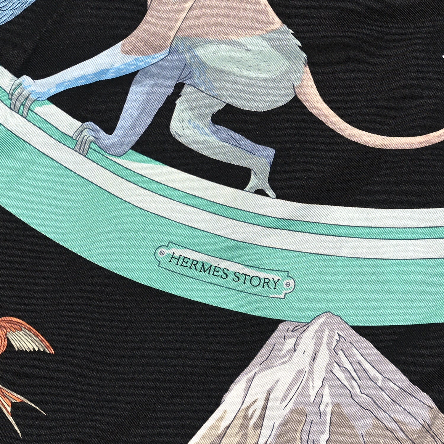 Hermes Silk Story Scarf 90 Marron Black Jaune Multicolor 2 of 4