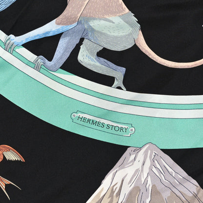 Hermes Silk Story Scarf 90 Marron Black Jaune Multicolor 2 of 4