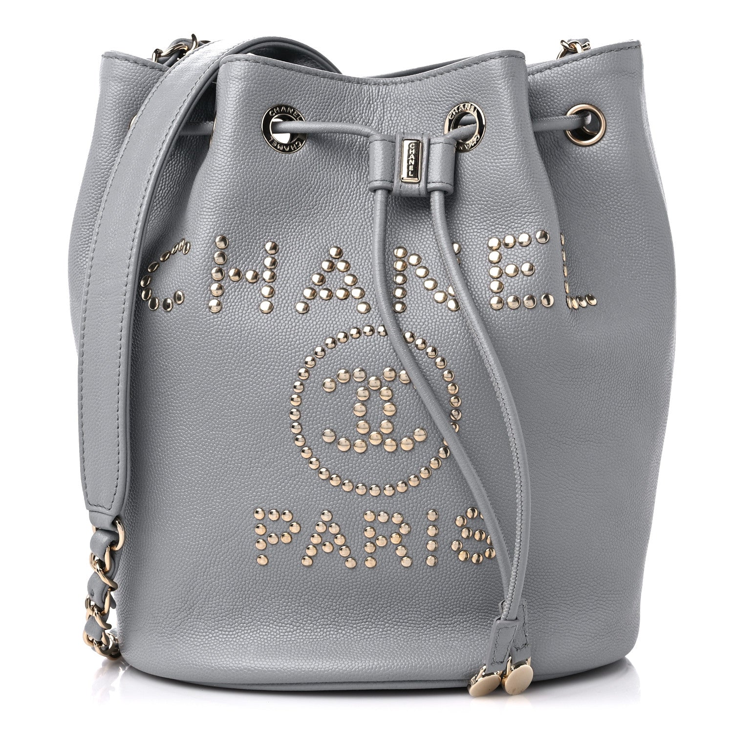 Chanel Caviar Deauville Drawstring Bucket Bag Grey 1 of 11