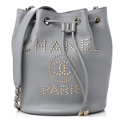 Chanel Caviar Deauville Drawstring Bucket Bag Grey 1 of 11