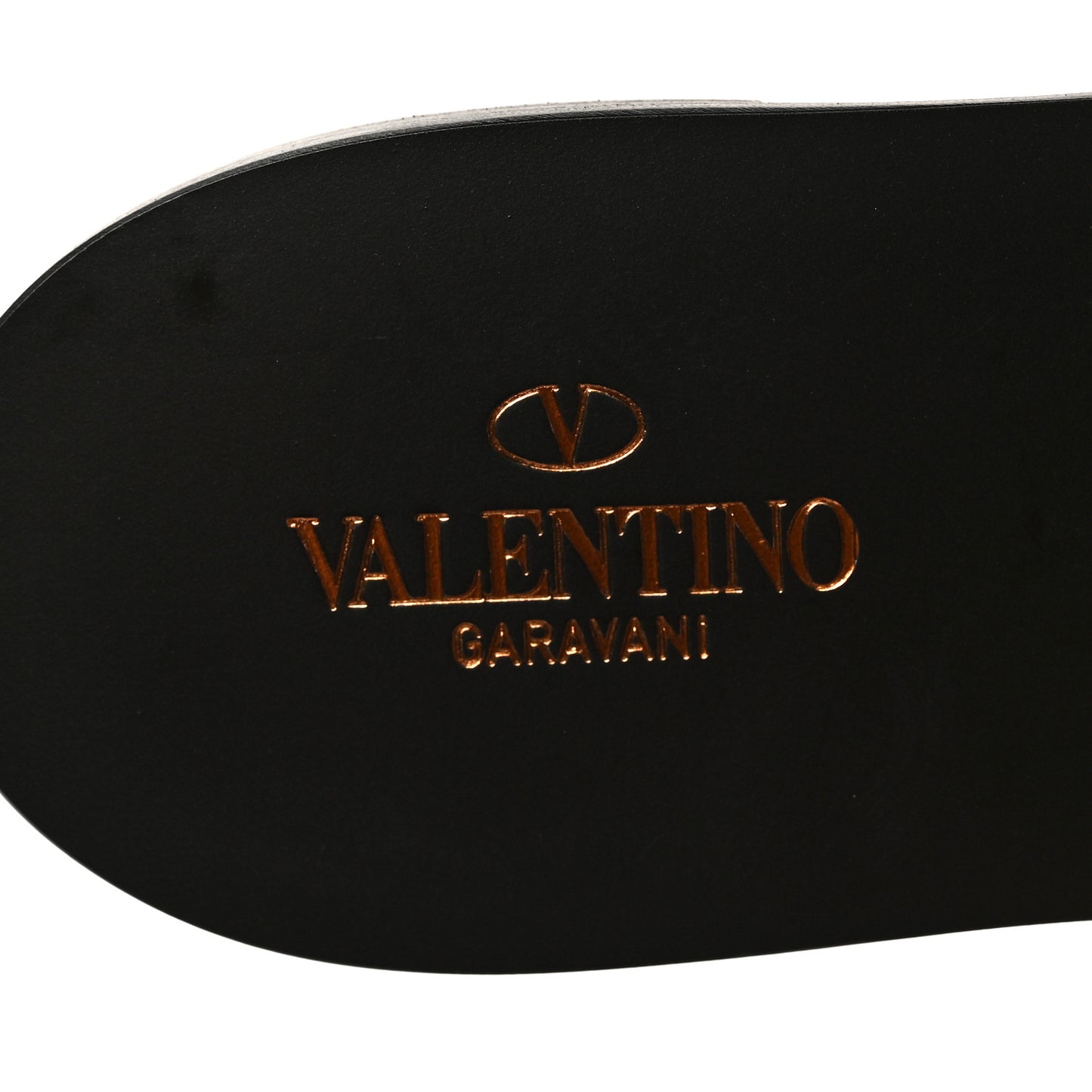Grainy Cowhide Vlogo Flat Slide Sandals 37 Black