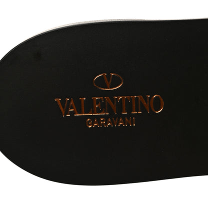 Valentino Garavani Grainy Cowhide Vlogo Flat Slide Sandals 37 Black 8 of 9