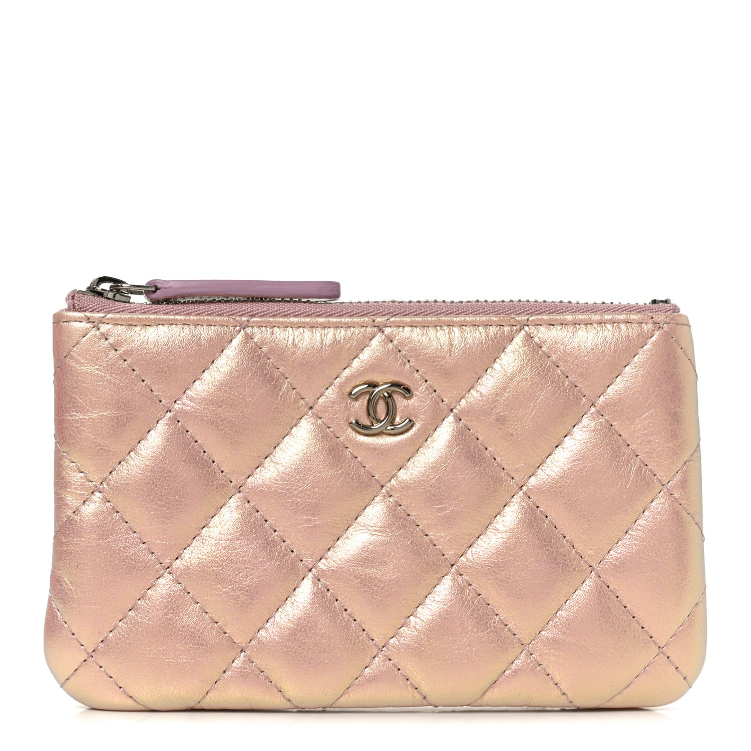 Chanel Iridescent Calfskin Quilted Small Cosmetic Case Pink 1 of 8