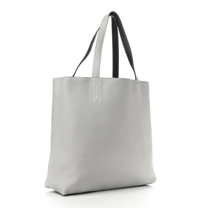 Hermes Taurillon Clemence Double Sens 36 Reversible Tote Gris Perle Bleu Orage 5 of 17