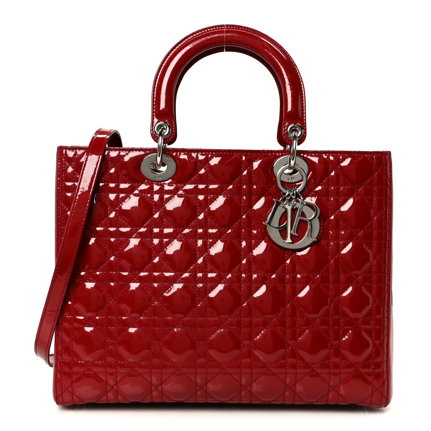 Patent Cannage Large Lady Dior Red