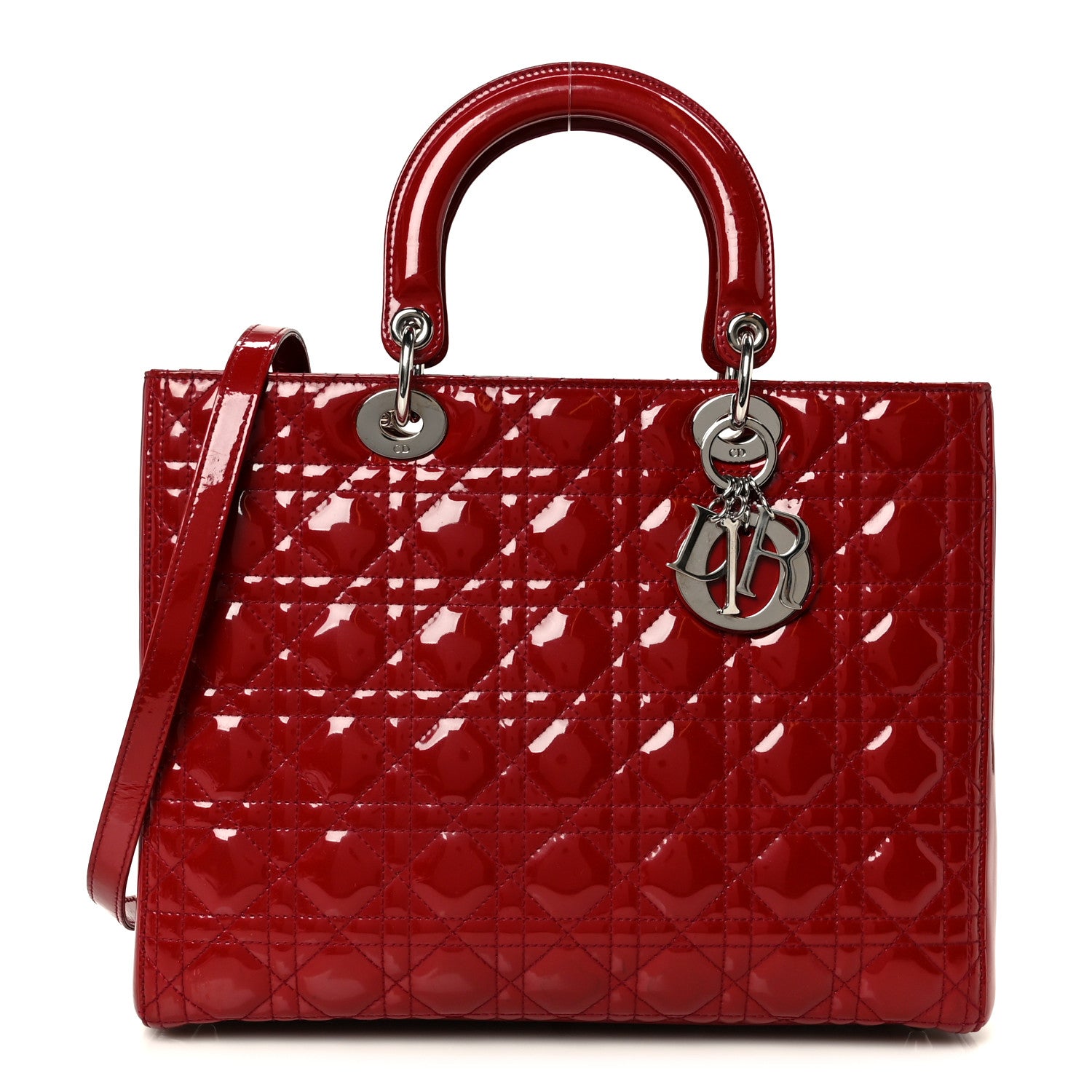 Christian Dior Patent Cannage Large Lady Dior Red 1 of 10