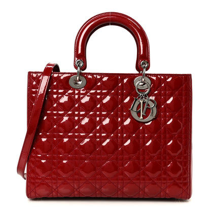Christian Dior Patent Cannage Large Lady Dior Red 1 of 10