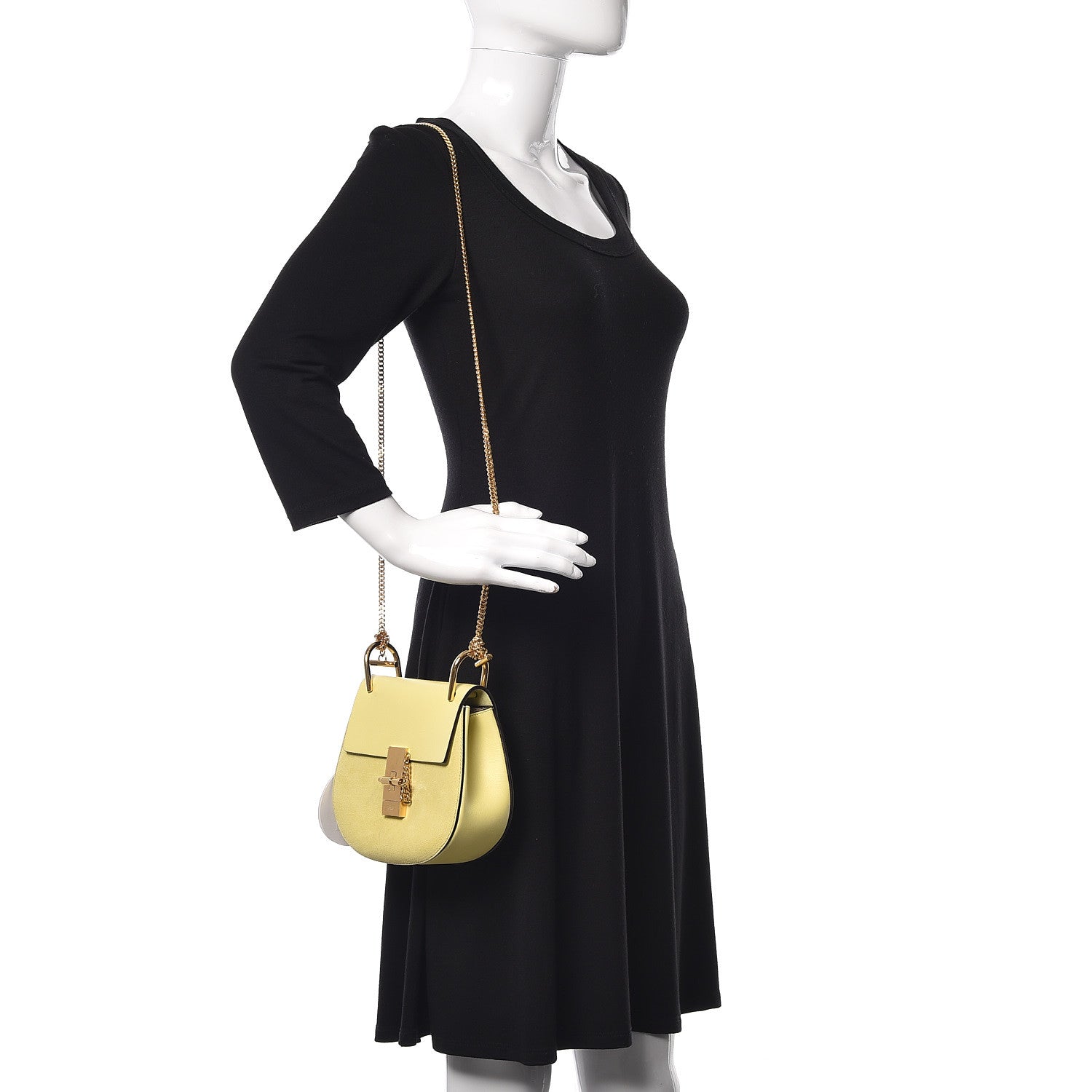 Chloe Suede Smooth Calfskin Mini Drew Shoulder Bag Lemonade 2 of 11