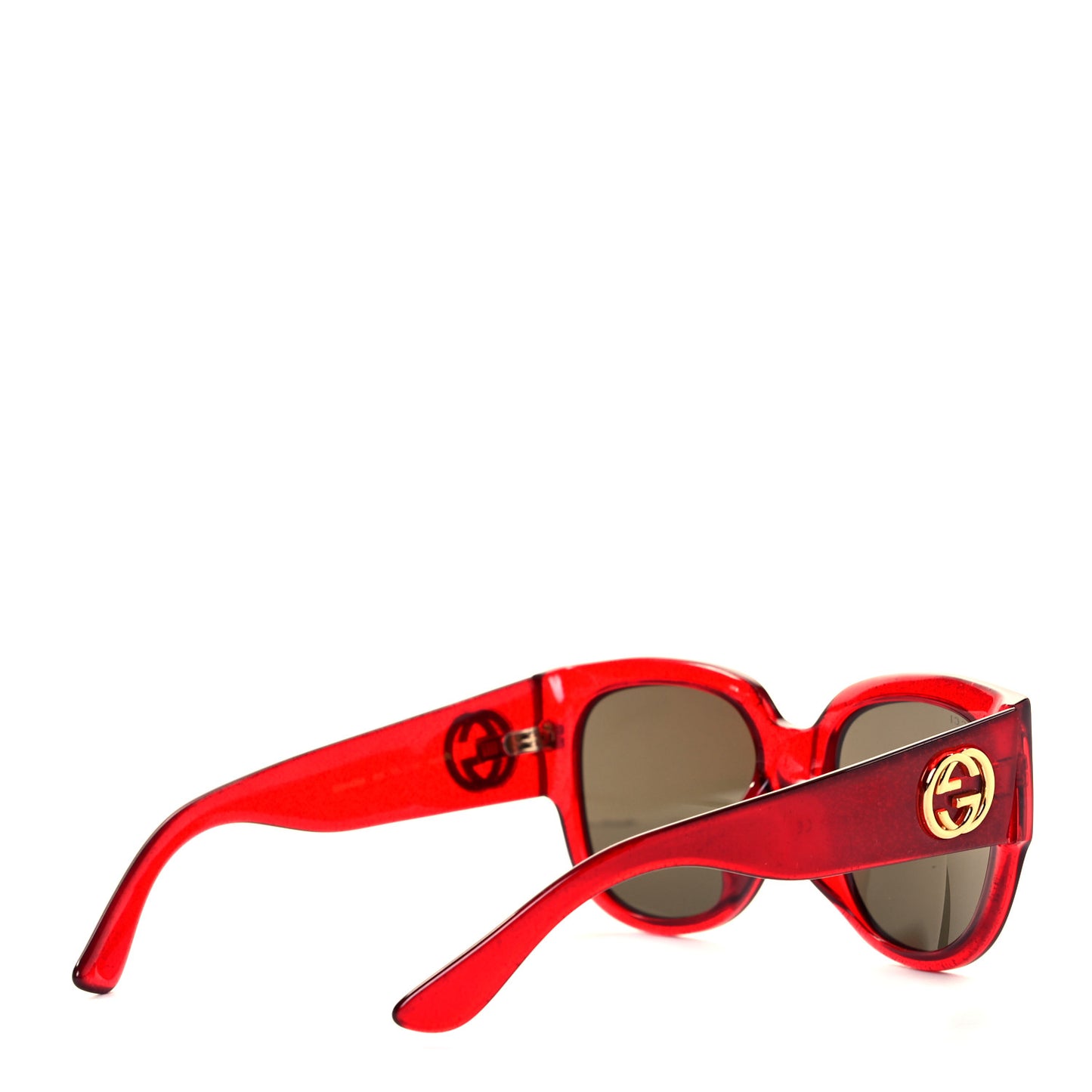 Acetate Glitter Round Frame Sunglasses GG0142SA Red