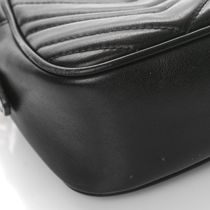 Gucci Calfskin Matelasse Small GG Marmont Chain Shoulder Bag Black 8 of 13