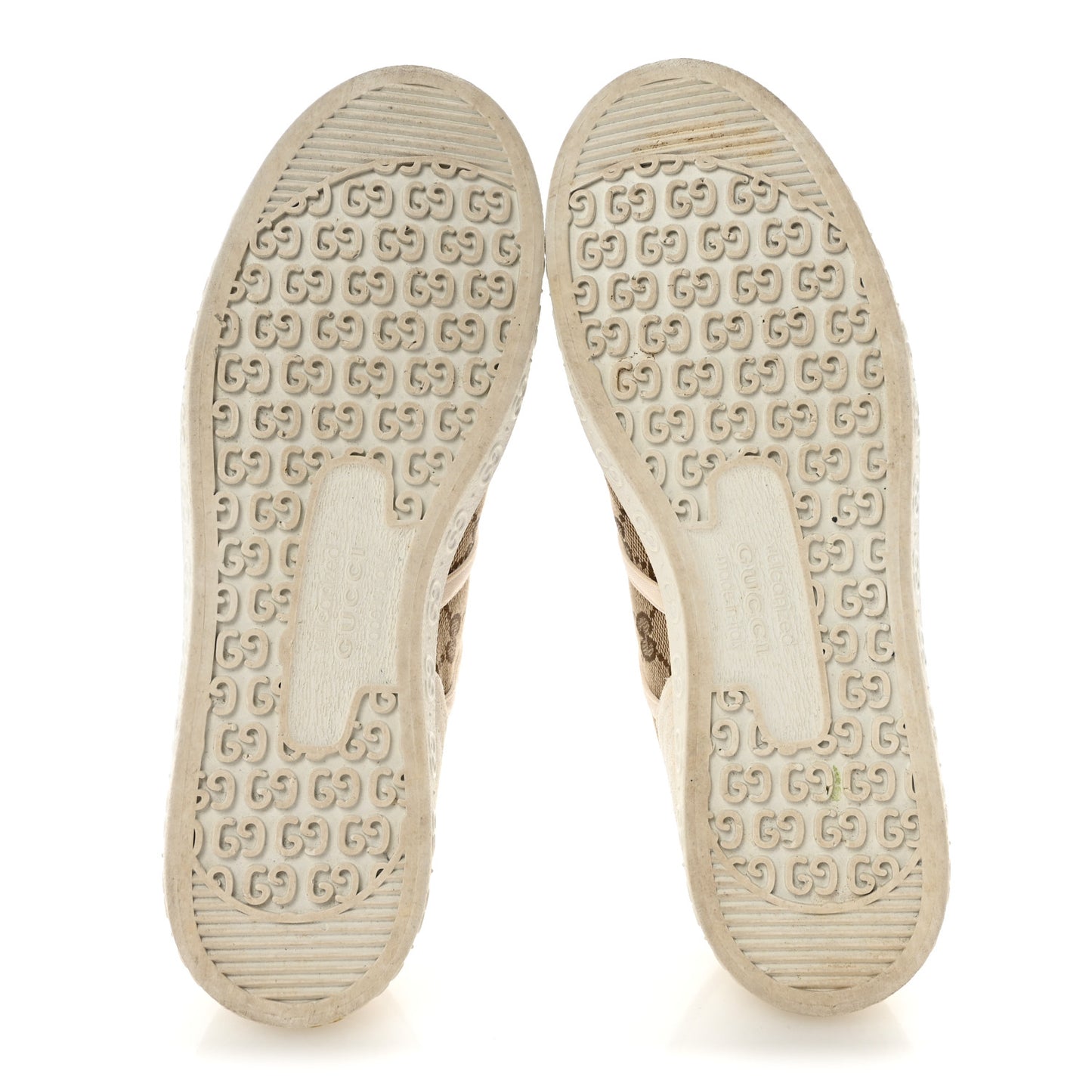 GG Monogram Suede Womens Low Top Sneakers 37 Beige Ebony Mystic White