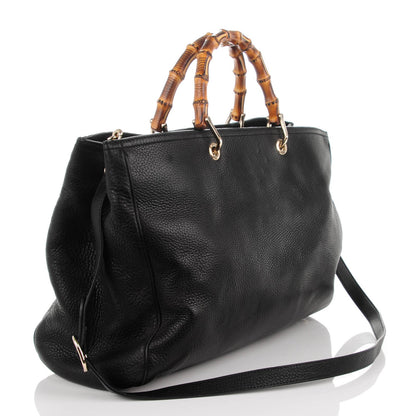 Gucci Calfskin Large Bamboo Shopper Tote Black 3 of 7