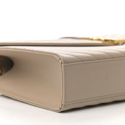 Saint Laurent Grain De Poudre Matelasse Chevron Large Monogram Satchel Dark Beige 9 of 14