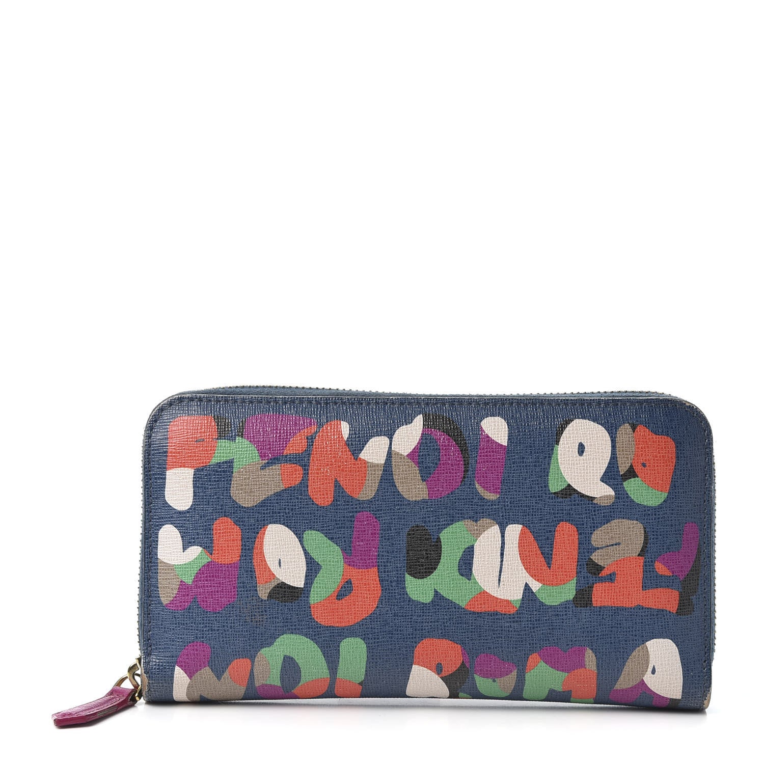 Fendi Vitello Elite Fendi Roma Simply Zip Around Wallet Cobalt Multicolor 1 of 11