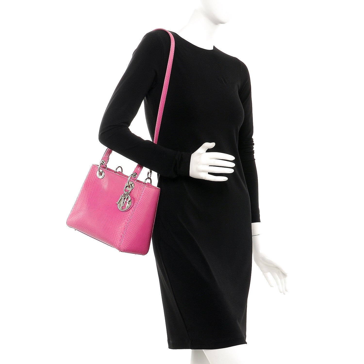 Christian Dior Python Medium Lady Dior Pink 2 of 17
