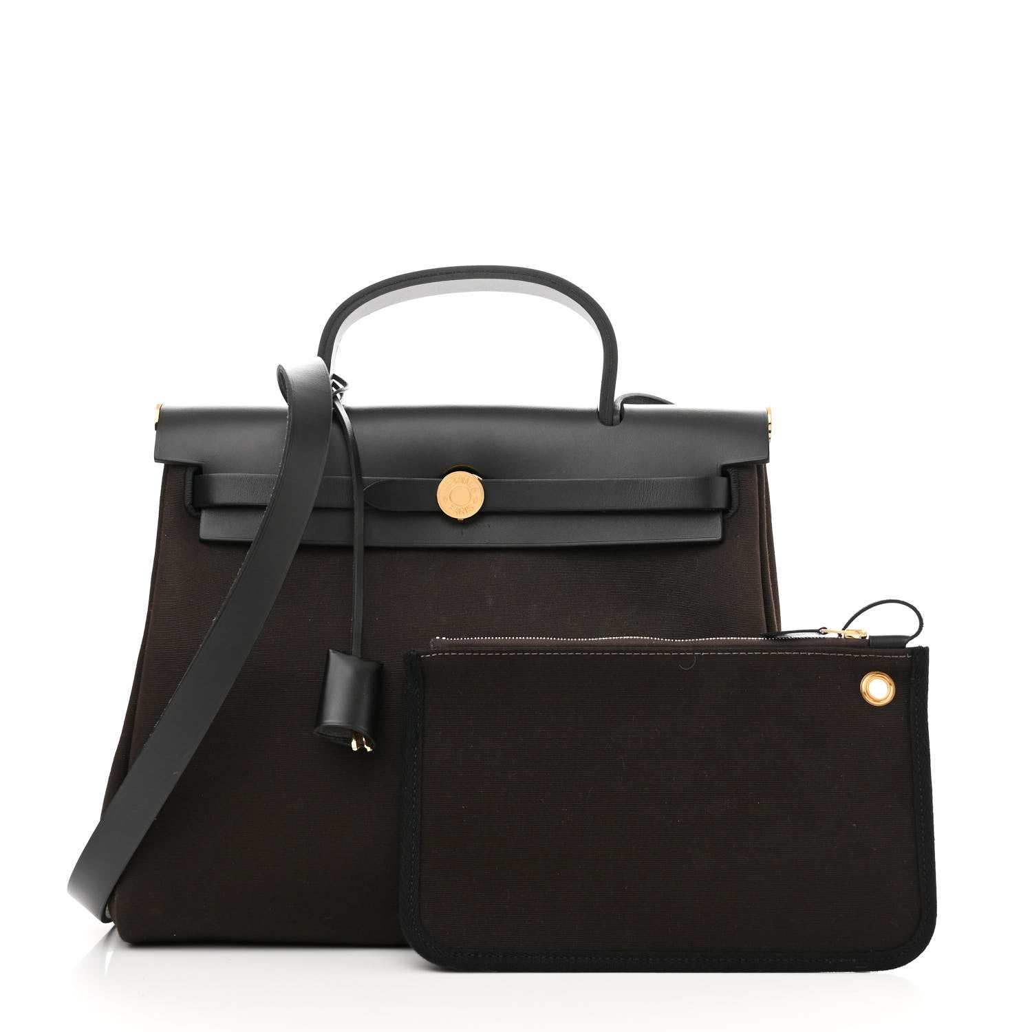 Hermes Military Toile Vache Hunter Herbag Zip Retourne 31 PM Black Ebene 1 of 10