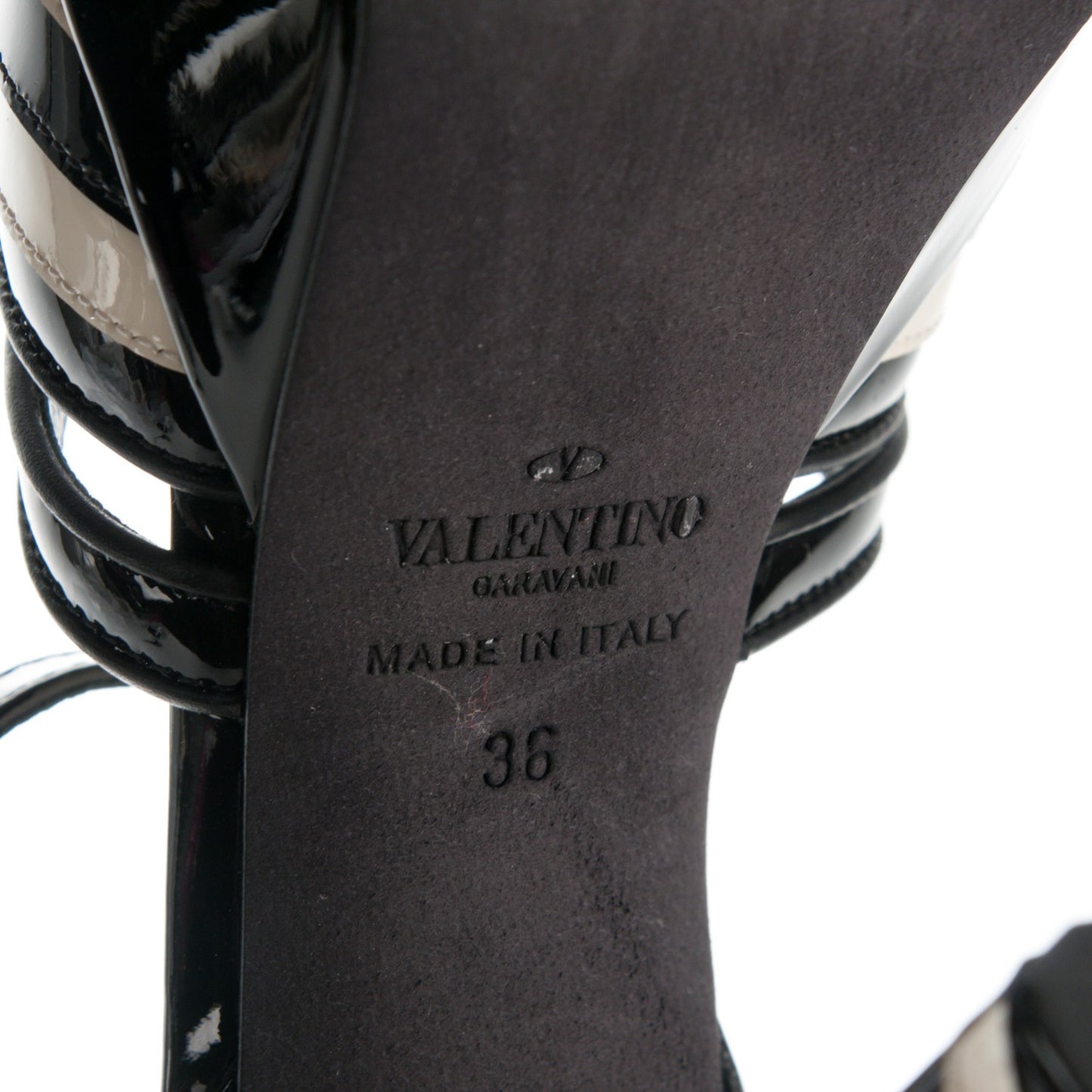 Patent Chevron Shiny Fever Ankle Strap 85/115mm Platform Sandals 36 Light Ivory Black