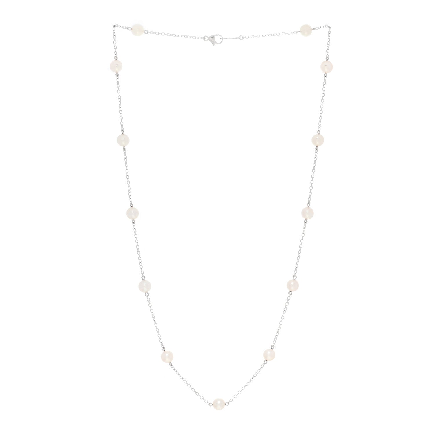 Mikimoto 18K White Gold Akoya Pearl 5.5-6mm Station Necklace 2 of 5
