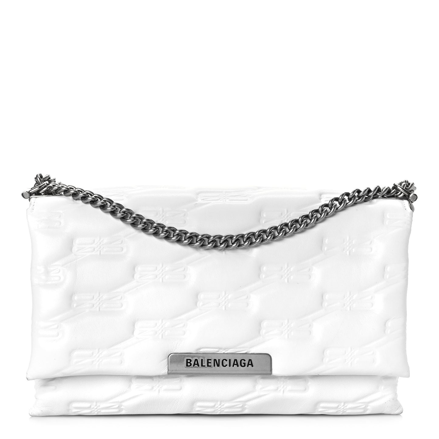 Nappa BB Monogram Embossed Medium Triplet Bag White
