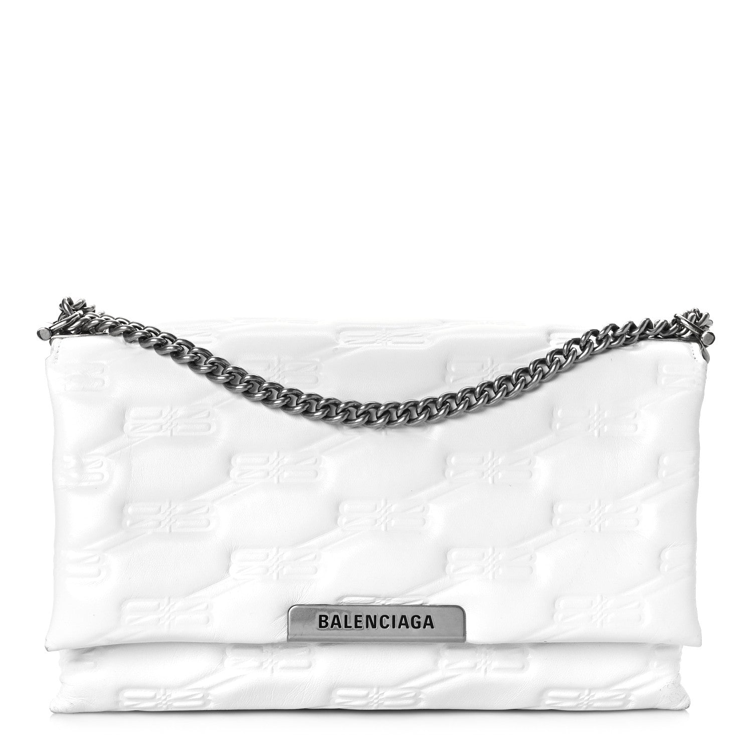Balenciaga Nappa BB Monogram Embossed Medium Triplet Bag White 1 of 11