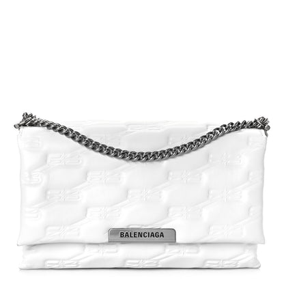 Balenciaga Nappa BB Monogram Embossed Medium Triplet Bag White 1 of 11