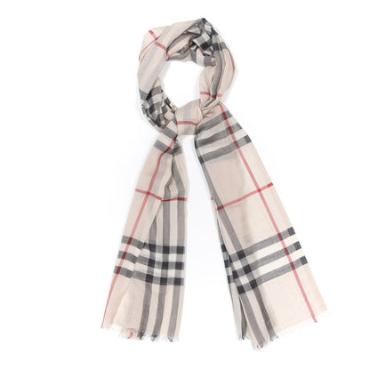 Burberry Wool Silk Gauze Giant Check Scarf Stone 2 of 4