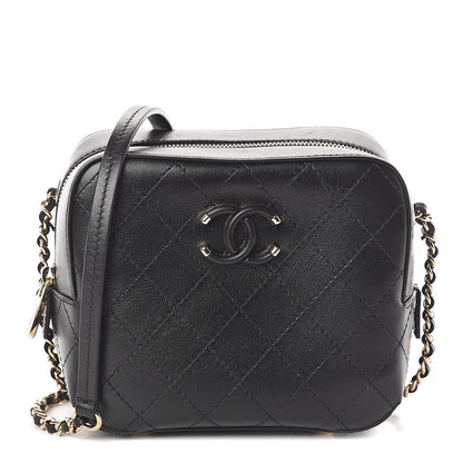 Chanel Calfskin Stitched Enamel CC Camera Case Bag Black 1 of 9