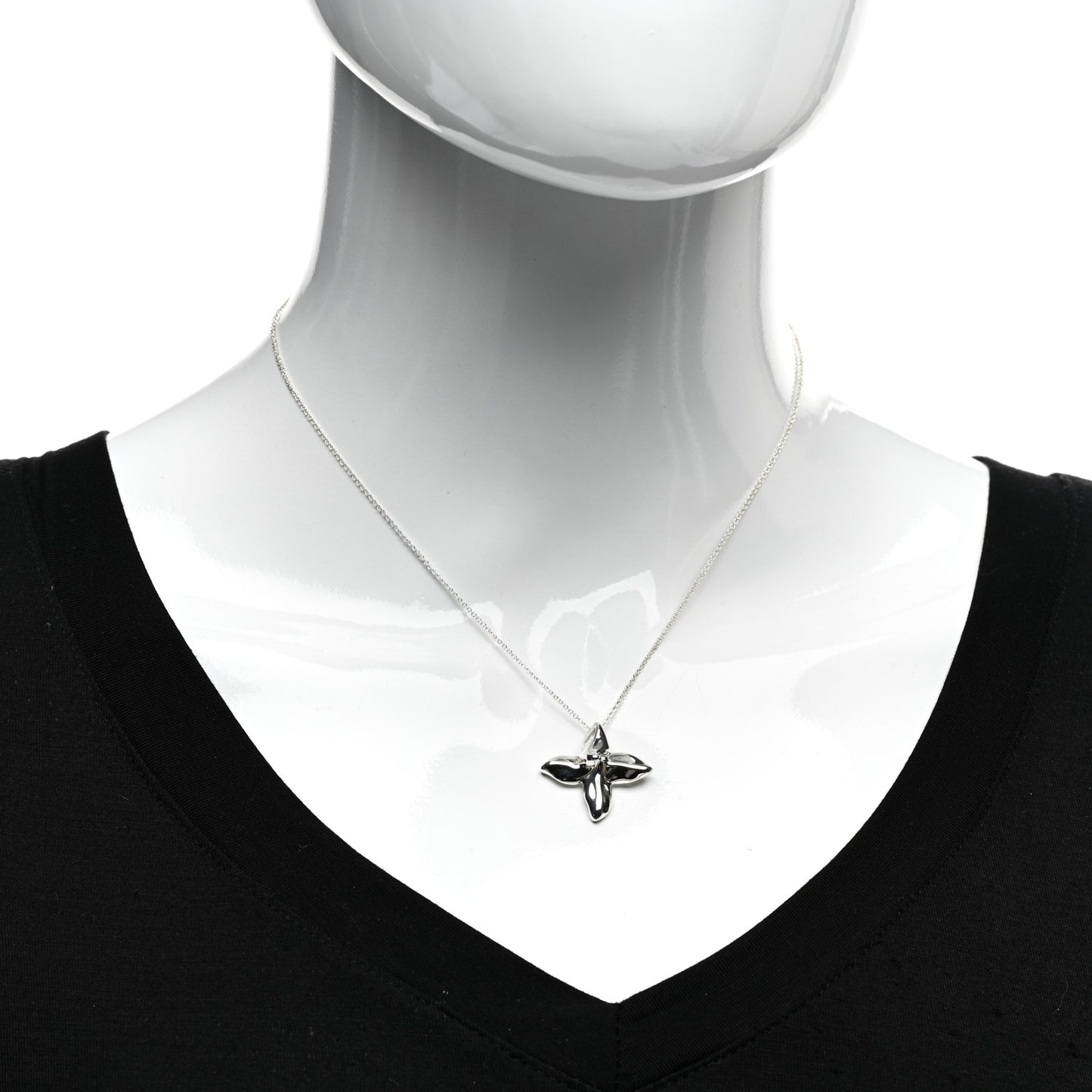 Sterling Silver Flower Petal Pendant Necklace