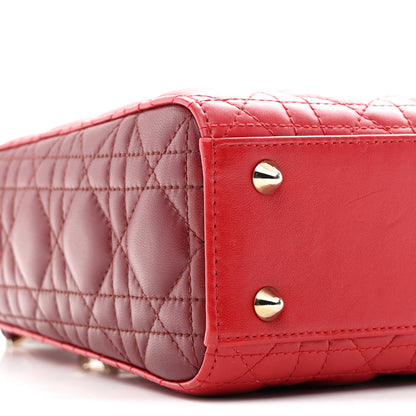 Christian Dior Lambskin Cannage Small Bi-Color Lady Dior Rouge Multicolor 9 of 11