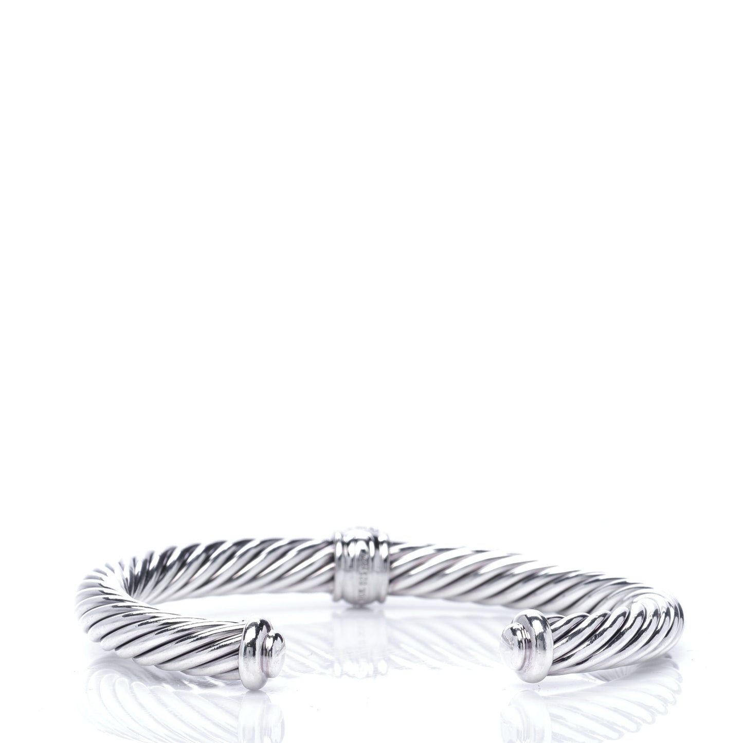 Sterling Silver 18K White Gold Diamond 7mm Cable Classics Station Bracelet
