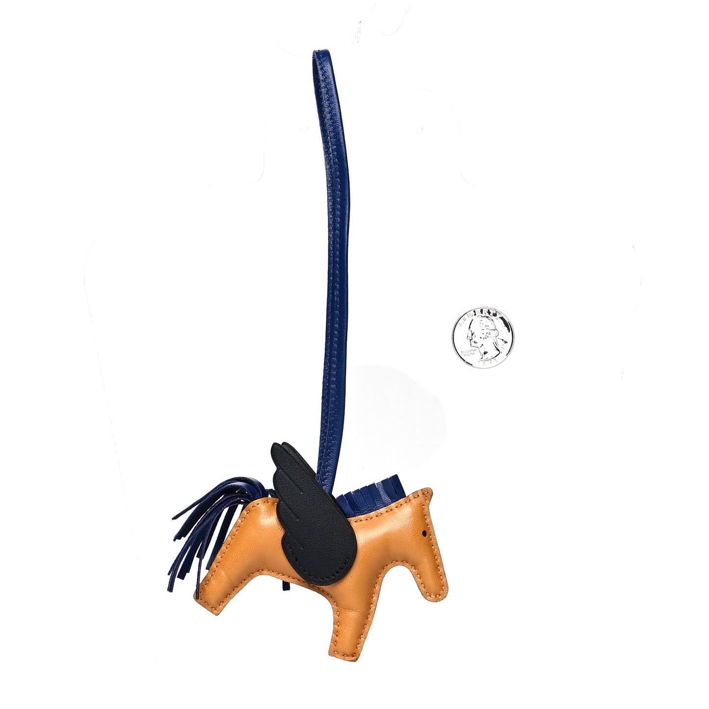 Milo Lambskin Grigri Rodeo Pegase Horse Bag Charm PM Sesame Black Bleu Saphir
