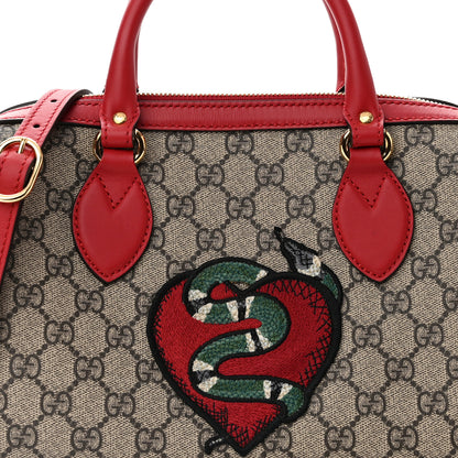 Gucci GG Supreme Monogram Kingsnake Heart Embroidered Small Boston Red 8 of 13