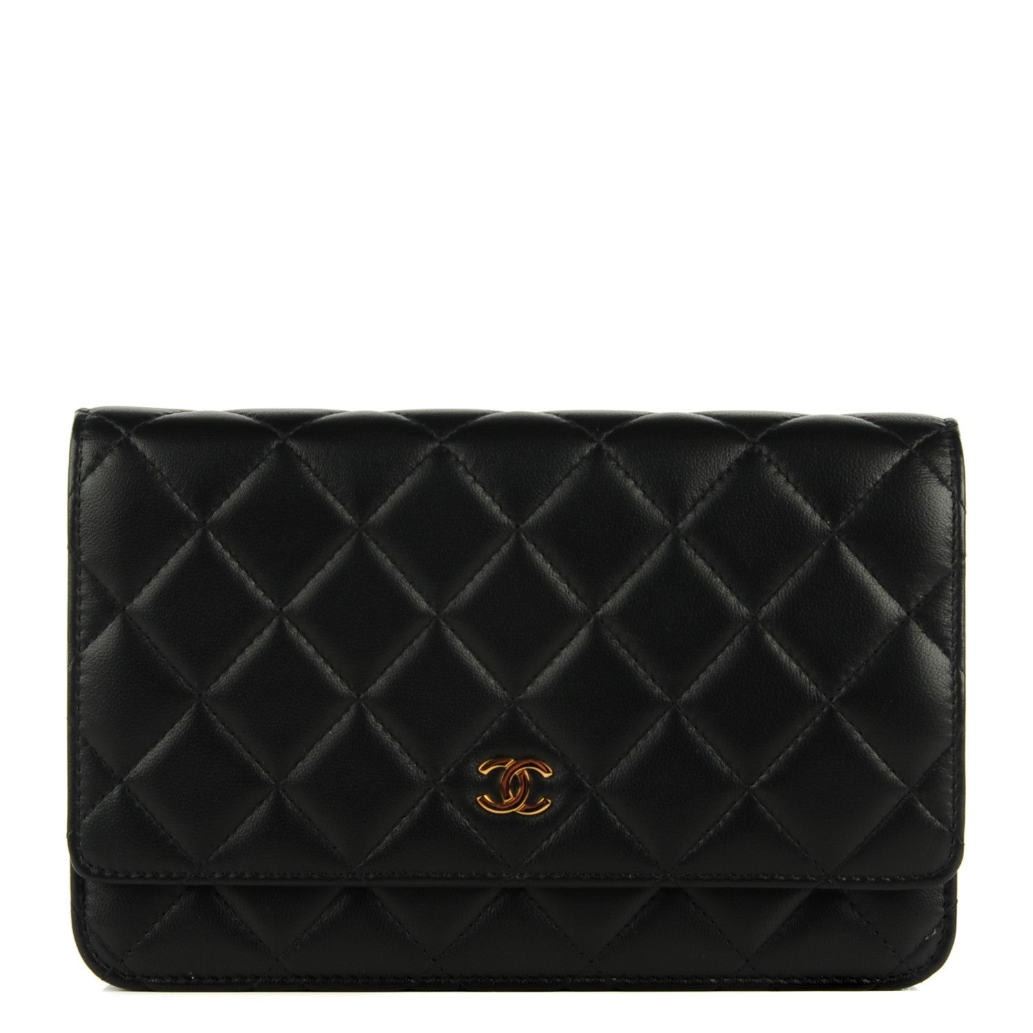 Chanel Lambskin Quilted Wallet On Chain WOC Black 1 of 9