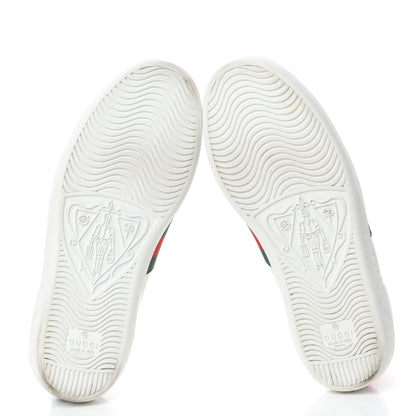 Gucci Calfskin Ayers Bee Embroidered Womens Ace Sneakers 35 White Green 6 of 10