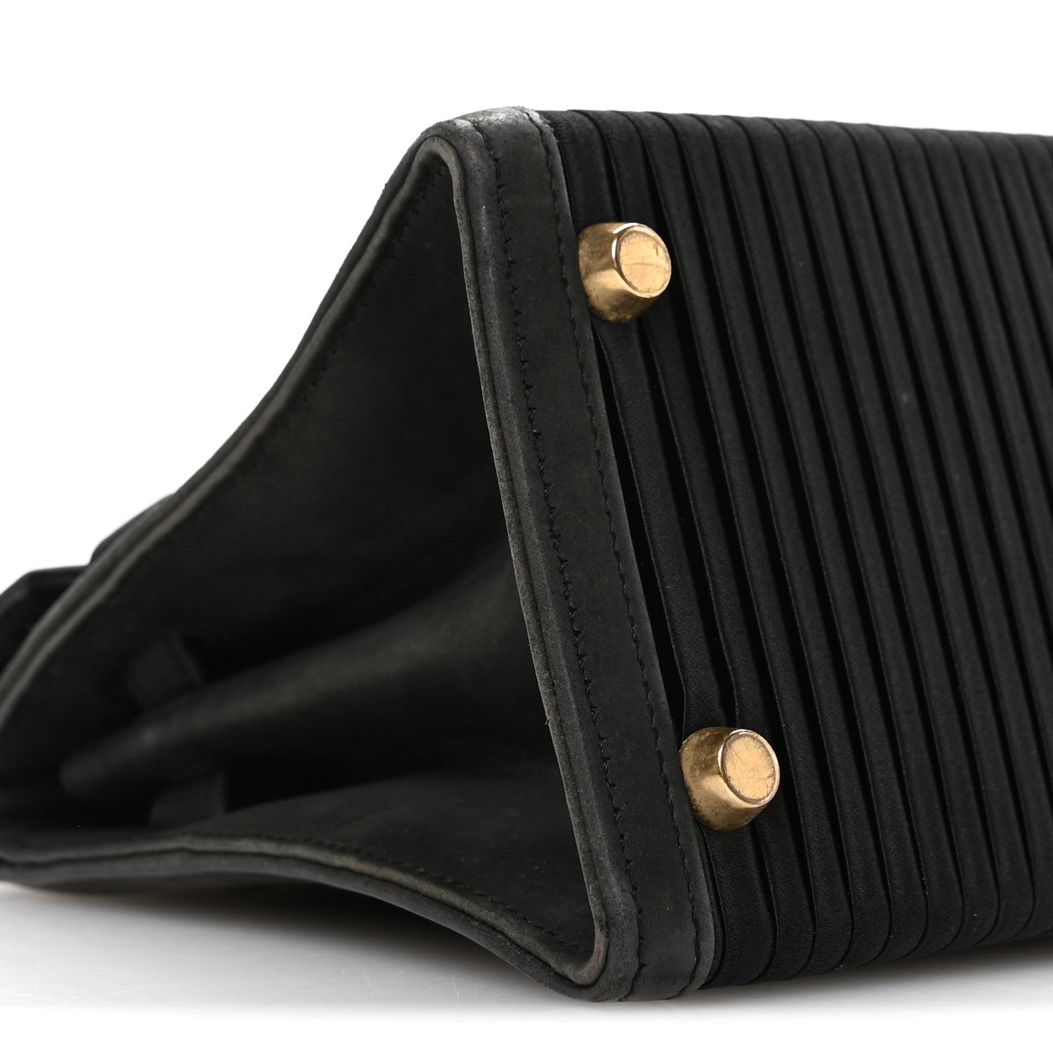 Hermes Silk Veau Doblis Pleated Mini Kelly Sellier 20 Black 9 of 10