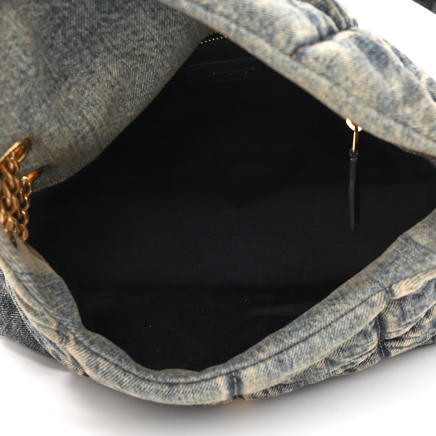 Saint Laurent Denim Quilted Loulou Puffer Monogram Chain Satchel Rodeo Blue 5 of 10