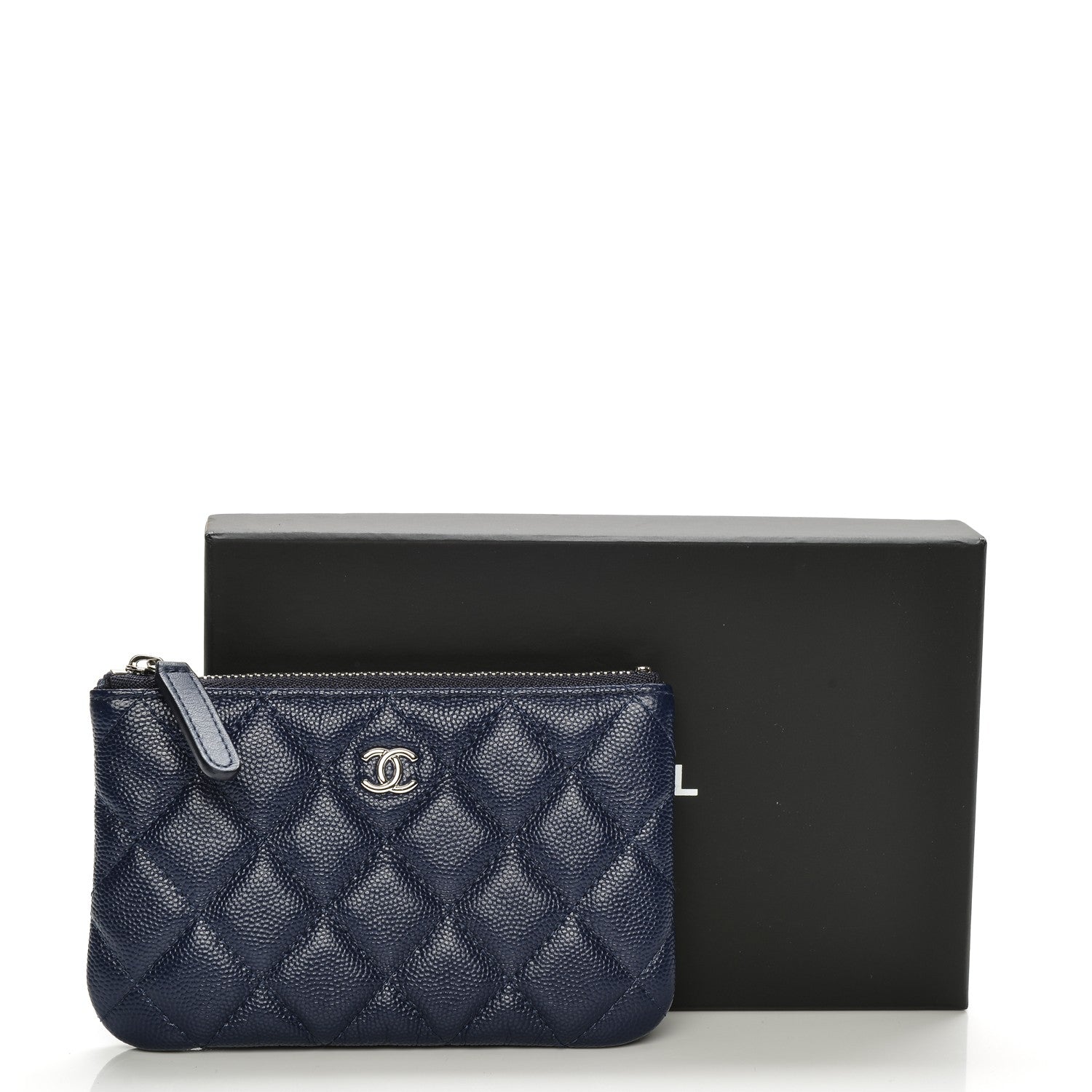 Chanel Caviar Quilted Small Cosmetic Case Navy 8 of 8