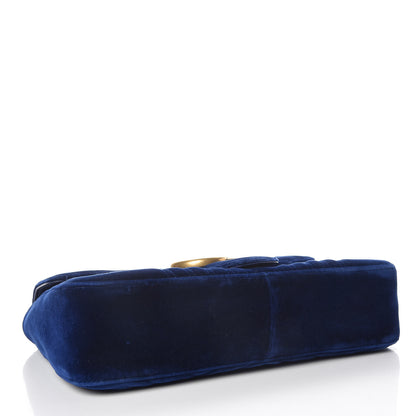 Gucci Velvet Matelasse Medium GG Marmont Shoulder Bag Cobalt Blue 4 of 9