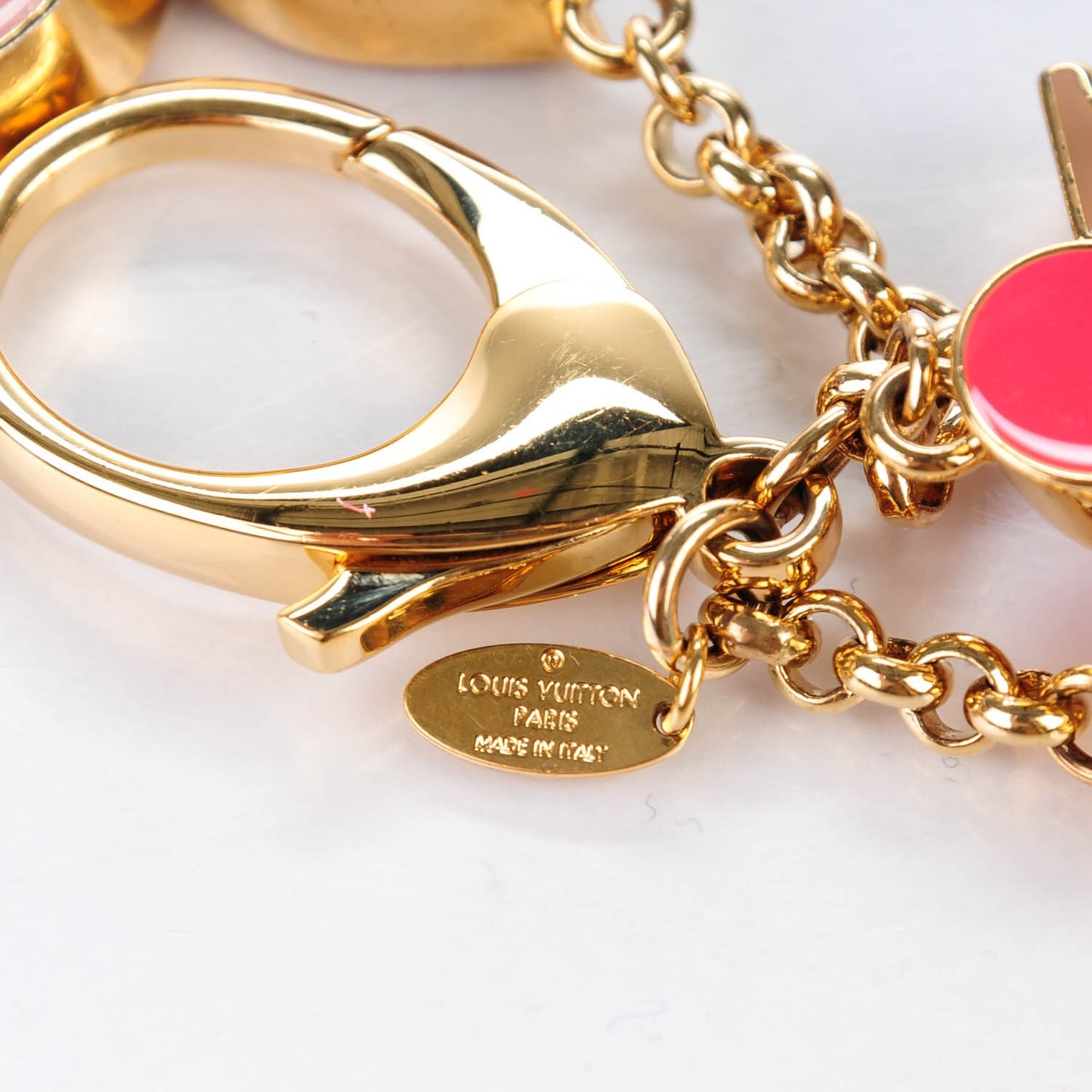 Fleur De Monogram Bag Charm Pink