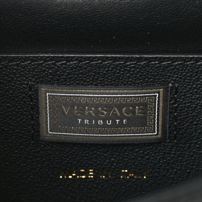Versace Calfskin Barocco Print Tribute Crossbody Bag Black Gold 6 of 8