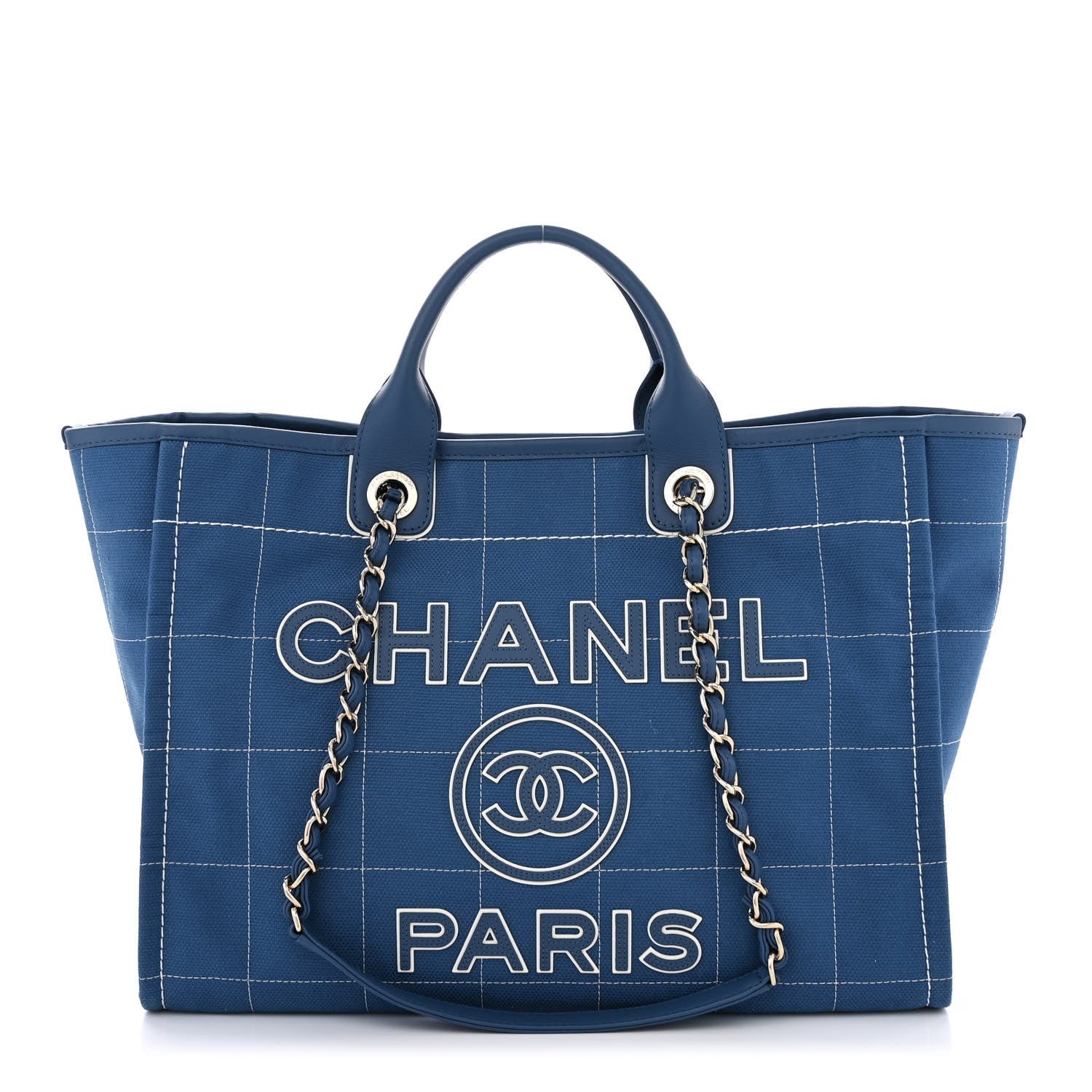 Chanel Cotton Medium Deauville Tote Blue White 3 of 11