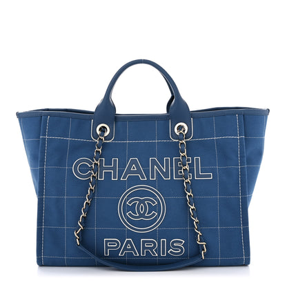 Chanel Cotton Medium Deauville Tote Blue White 3 of 11