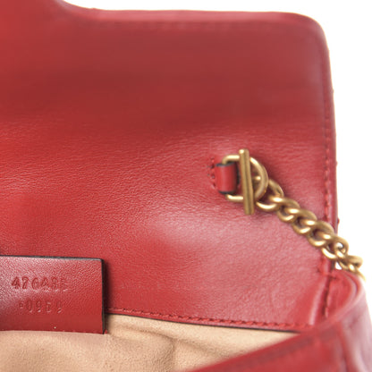 Gucci Calfskin Matelasse Super Mini GG Marmont Shoulder Bag Hibiscus Red 7 of 13