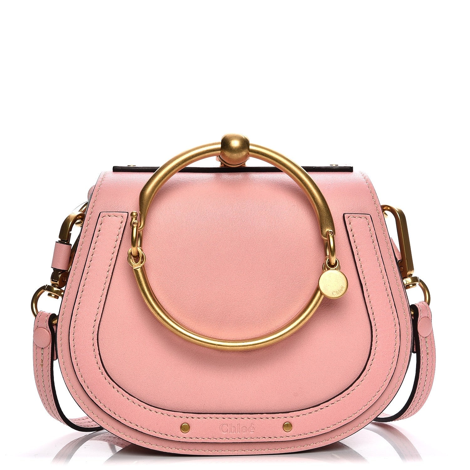Chloe Calfskin Suede Small Nile Bracelet Bag Washed Pink 1 of 9